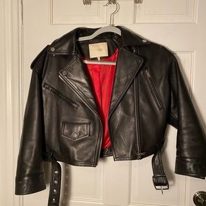 Maje Leather biker jacket and coat.